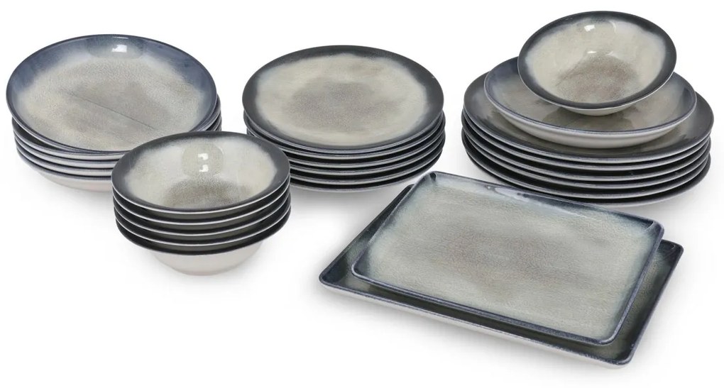 Porcelánová sada 26 ks talířů CeramicLike modrá/hnědá