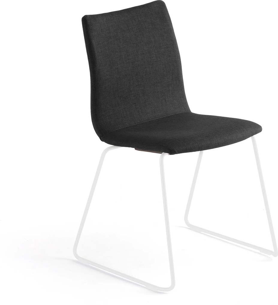 Konferenčná stolička Ottawa, s kĺzavou základňou, čierna tkanina, biela