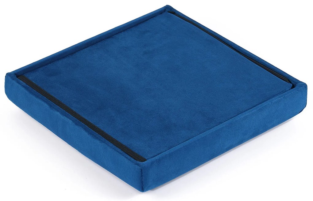 Modrý skladací taburet CUBEXO VELVET M