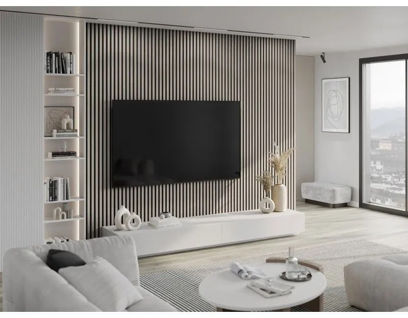 Mexen Lam-F, akustické stenové lamely 275 × 30 cm, plstený podklad 8 mm, technická dyha, dub popolavý, S105-275307-3015-005