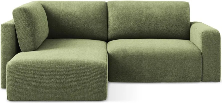 Zelená ženilková rozkladacia/s úložným priestorom rohová pohovka (ľavý roh/do L) Kona – Makamii