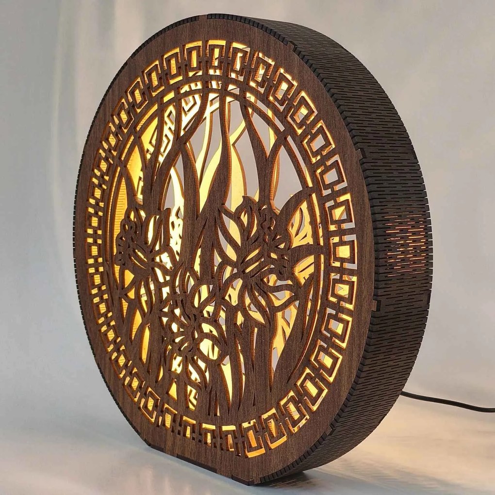 Stolná lampa z dreva Narcis | DAFFODIL: HDF - Orech 20 cm 4793-115248 LED0614