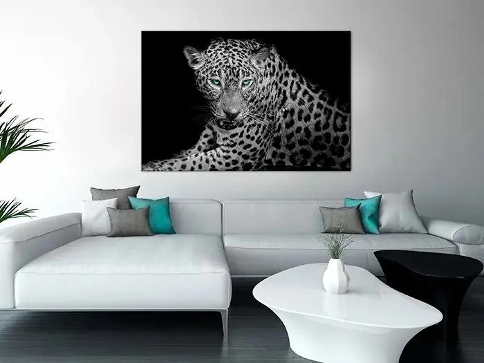 Obraz - Leopard Portrait (1 Part) Wide Veľkosť: 120x80, Verzia: Na talianskom plátne