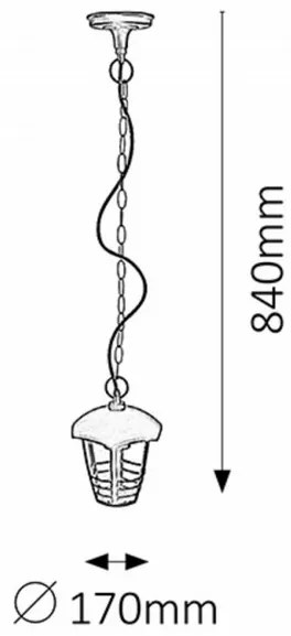 Rabalux MARSEILLE vonkajšie závesné svietidlo 1x60W/E27/IP44 - čierne