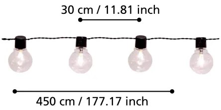 Eglo 900213 - LED Vonkajšia dekoračná reťaz PARTAJ 16xLED/0,064W/24V IP44 čierna