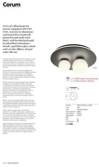 Redo 01-2466 - LED Stropné svietidlo CORUM LED/48W/230V 3000K CRI 90 čierne