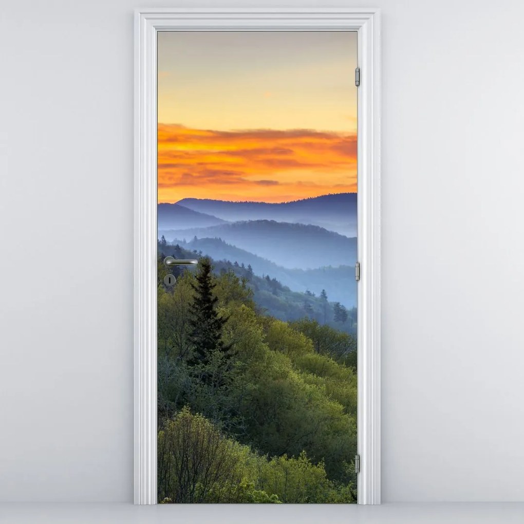 Fototapeta na dvere - Červánky v horách (95x205cm)