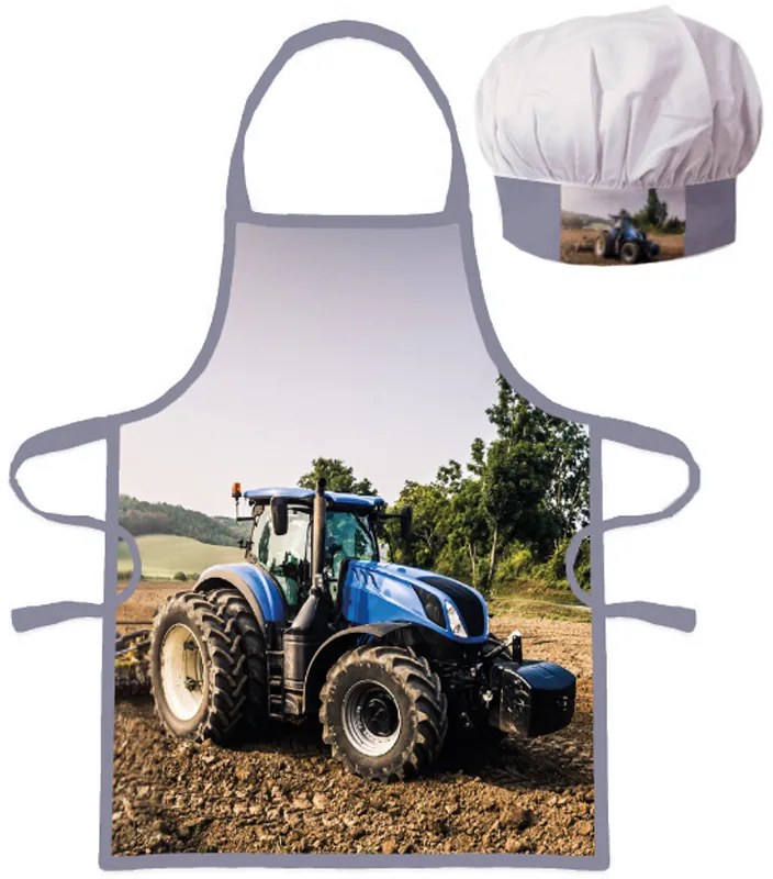 DETSKÁ ZÁSTERA S ČIAPKOU TRACTOR 45X50 CM, 2X33CM VZOROVANÁ