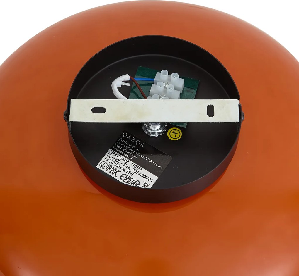 Retro čierne stropné svietidlo s oranžovým sklom 30 cm - Glaze