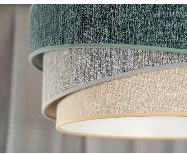 Duolla-Luster na lanku KOBO ECO REC. 1xE27/15W/230V pr. 45 cm zelená/šedá/krémová