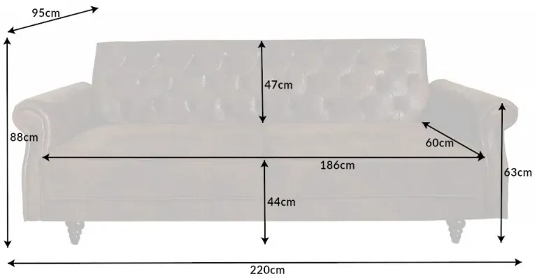 Rozkladacia pohovka Maison Belle II 220cm starohnedá