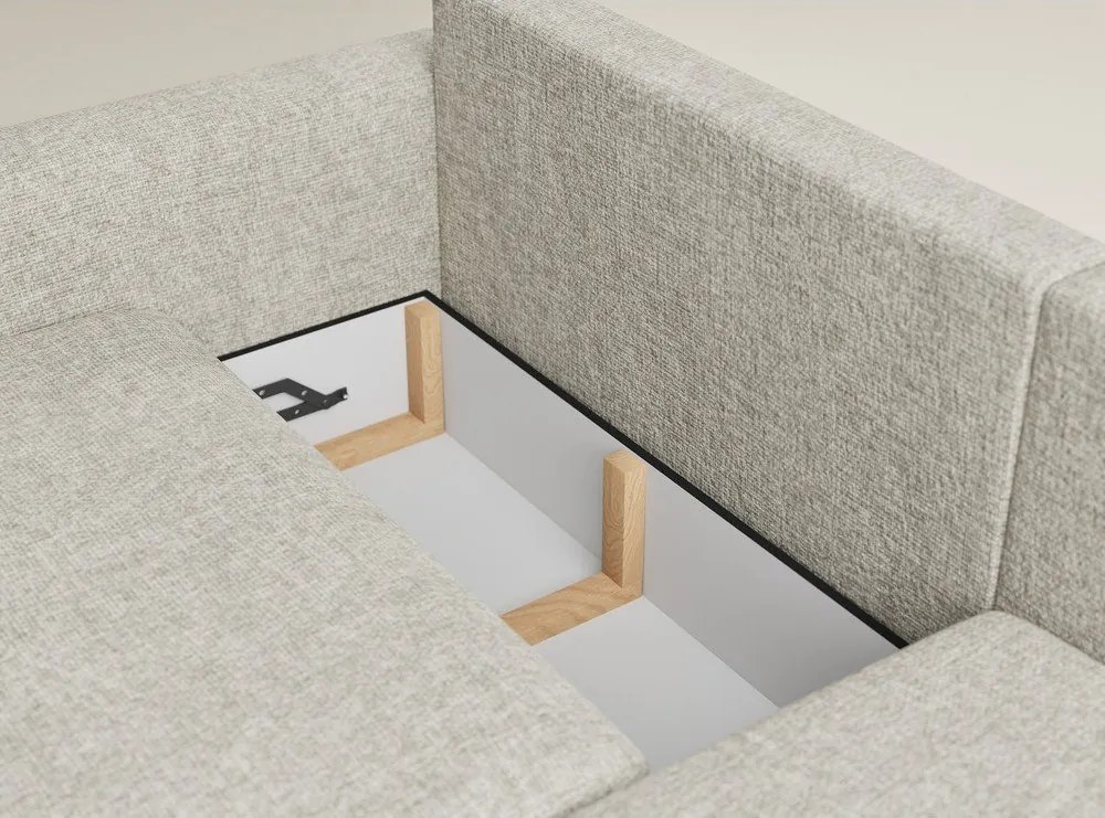 Béžová ženilková rozkladacia/s úložným priestorom rohová pohovka (pravý roh/s leňoškou) Leon – Maison de Rêve