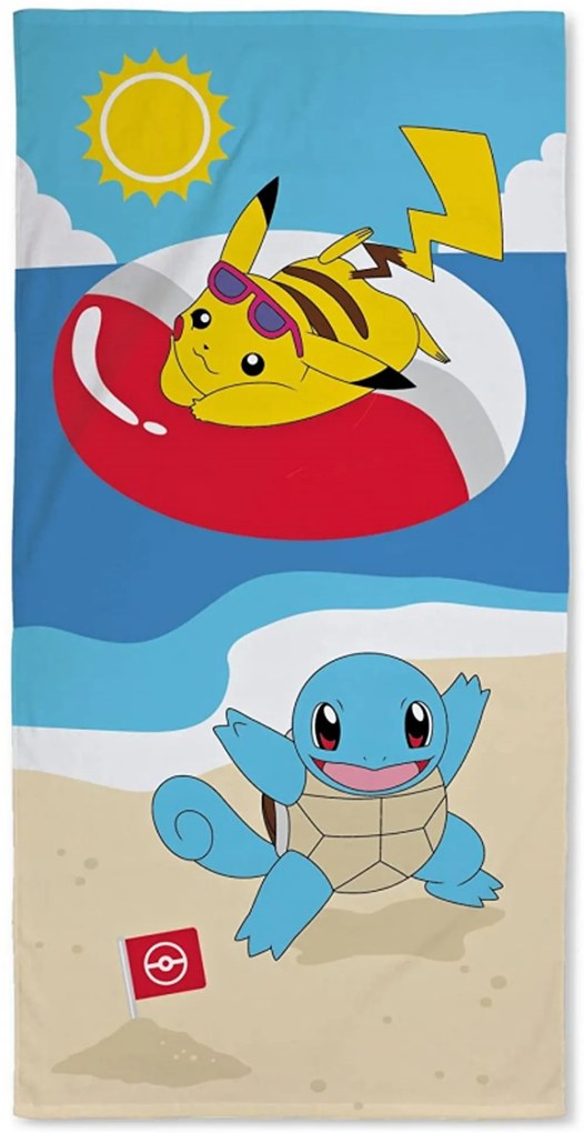 Plážová osuška Pokémoni - Pikachu a Squirtle