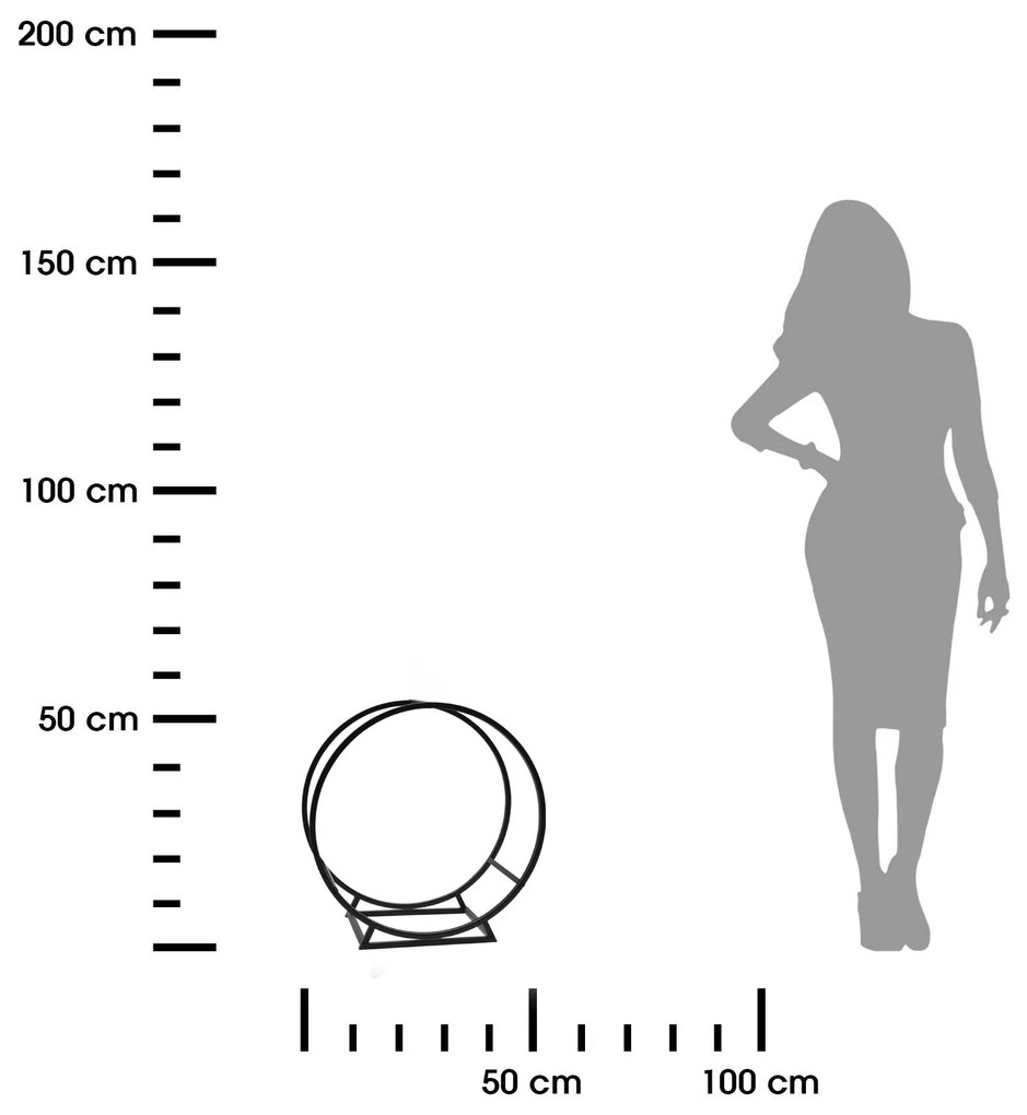 Kovový stojan na drevo Round, 50x51,5 cm, čierna