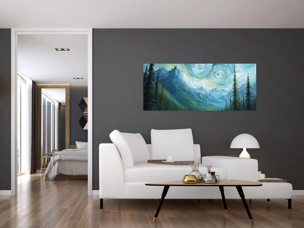 Obraz - Krajina s nádychom Van Gogha (120x50 cm)