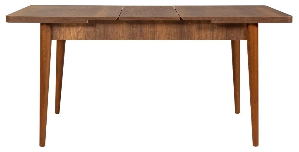 Rozkladací jedálenský stôl s 2 stoličkami a lavicou Vlasta (orech + sivá). Vlastná spoľahlivá doprava až k Vám domov. 1073067