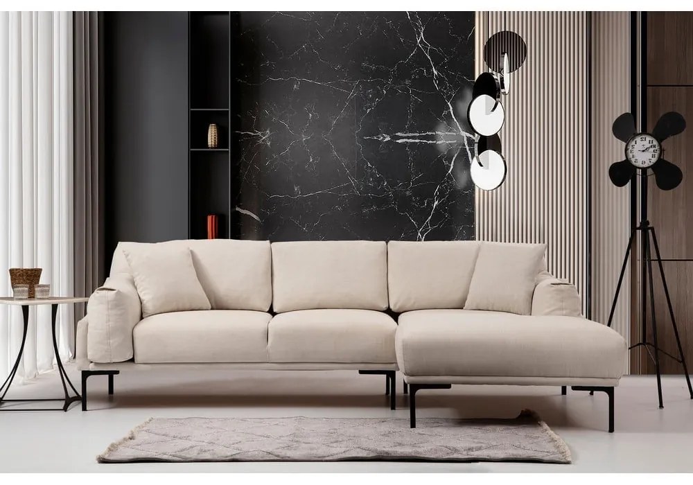 Svetlobéžová rohová pohovka Artie Leo, pravý roh