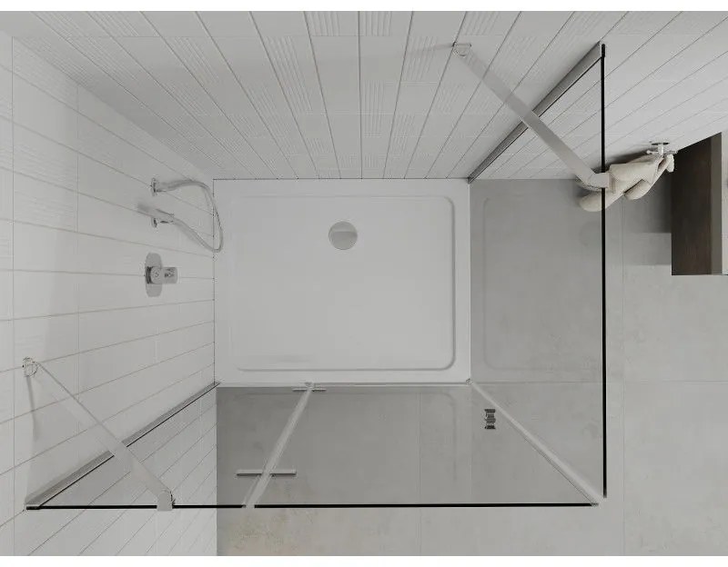 Mexen Roma, sprchovací kút 110 (dvere) x 80 (stena) cm, 6mm číre sklo, chrómový profil + slim sprchová vanička 5cm, 854-110-080-01-00-4010
