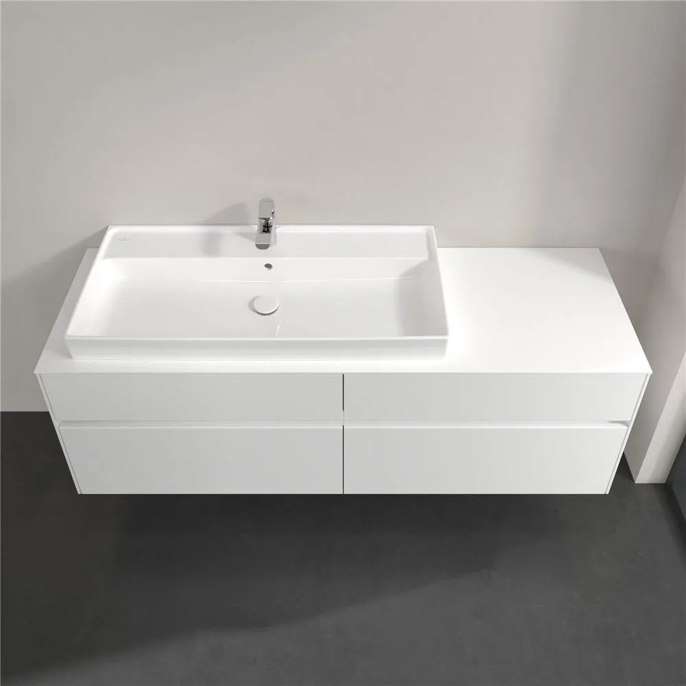 VILLEROY &amp; BOCH Collaro závesná skrinka pod umývadlo na dosku (umývadlo vľavo), 4 zásuvky, s LED osvetlením, 1600 x 500 x 548 mm, Glossy White, C029B0DH