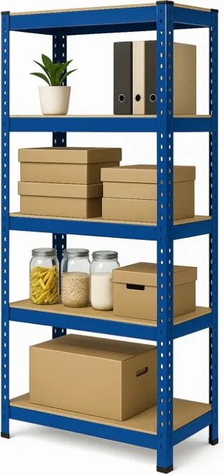 Akcia 10x Regál 150x70x30 cm lakovaný 4-policový, nosnosť 700 kg - modrý