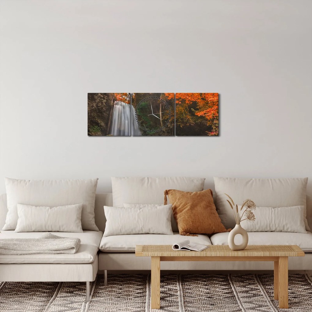Obraz - Vodopád v Thajsku (s hodinami) (90x30 cm)