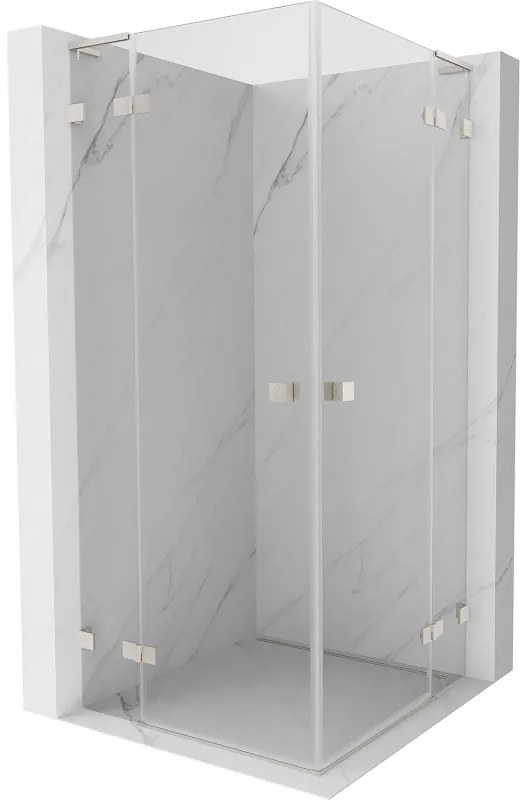 Mexen Lunar, L Duo výklopný sprchový kút 100 x 100 cm, 8mm číre sklo, oceľový profil, 834L-100L-100P-97-00
