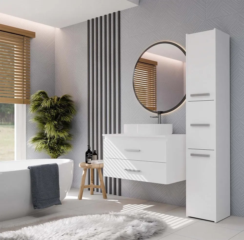 Závesná skrinka pod umývadlo s doskou NEL 2S 80 cm biela