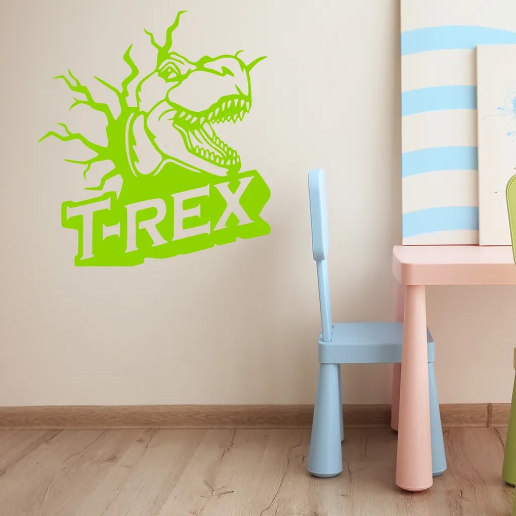 Veselá Stena Samolepka Dinosaurus T-REX Farba: ružová, Veľkosť: 80 x 87 cm