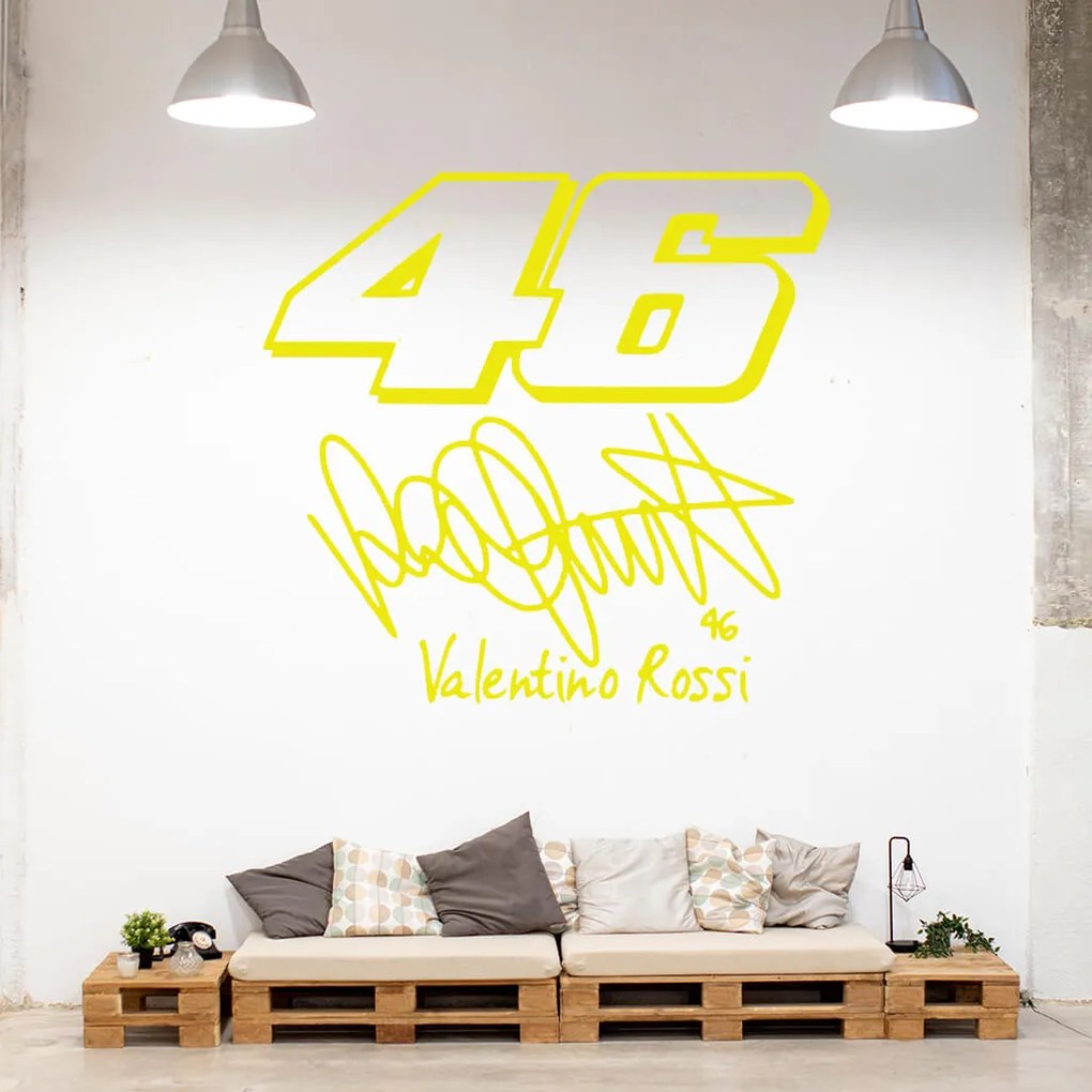 Veselá Stena Samolepka Valentino Rossi 46 Farba: zelená, Veľkosť: 40 x 37 cm