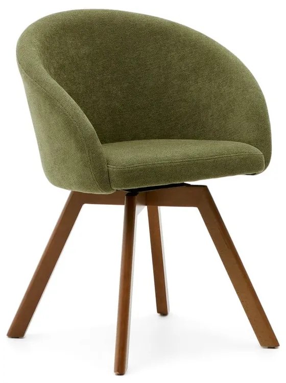 Zelené čalúnené jedálenské kreslo s podrúčkami Marvin – Kave Home