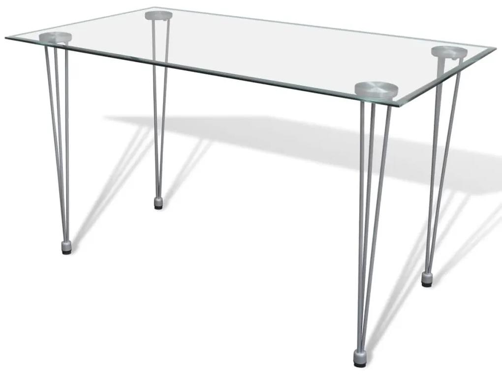 vidaXL Jedálenský stôl so sklenenou doskou, priehľadný