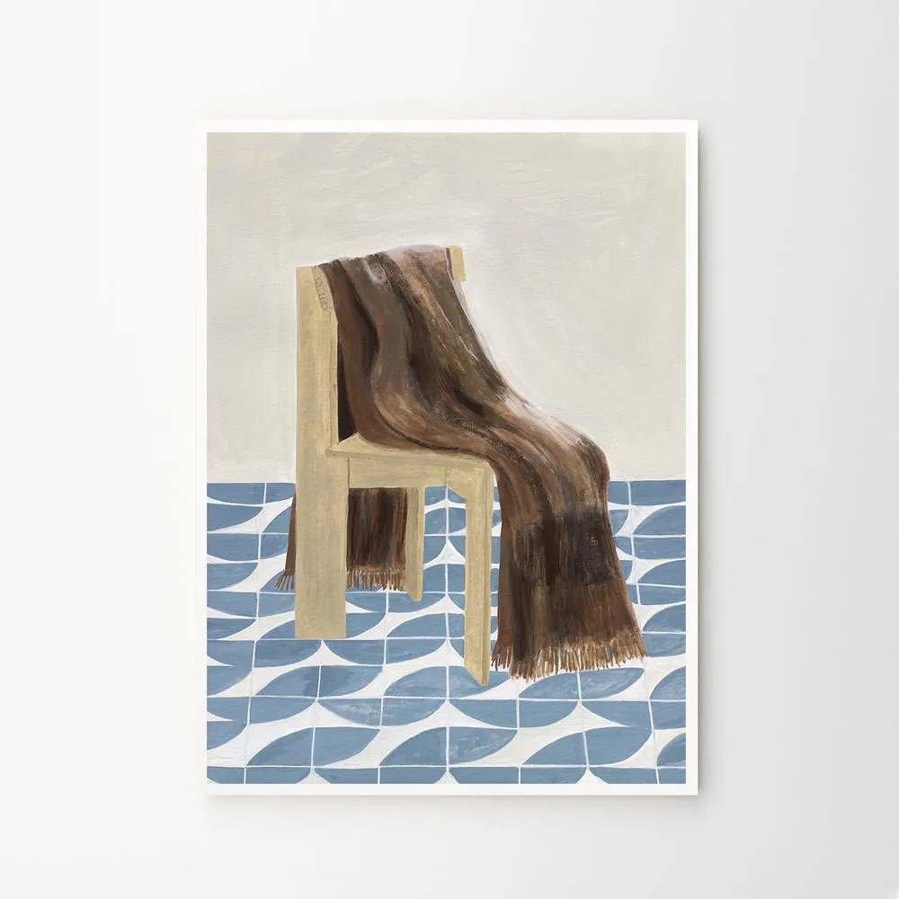 Moikka Plagát Chair with Blanket by Isabelle Vandeplassche 30x40