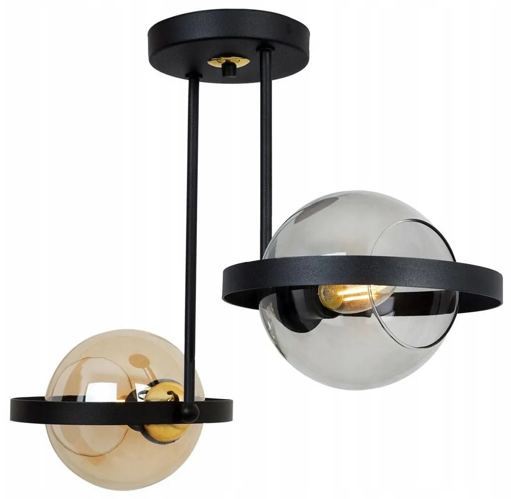 Stropné svietidlo Haga Ring, 2x sklenené tienidlo (mix 3 farieb), (výber z 3 farieb uchytenia)