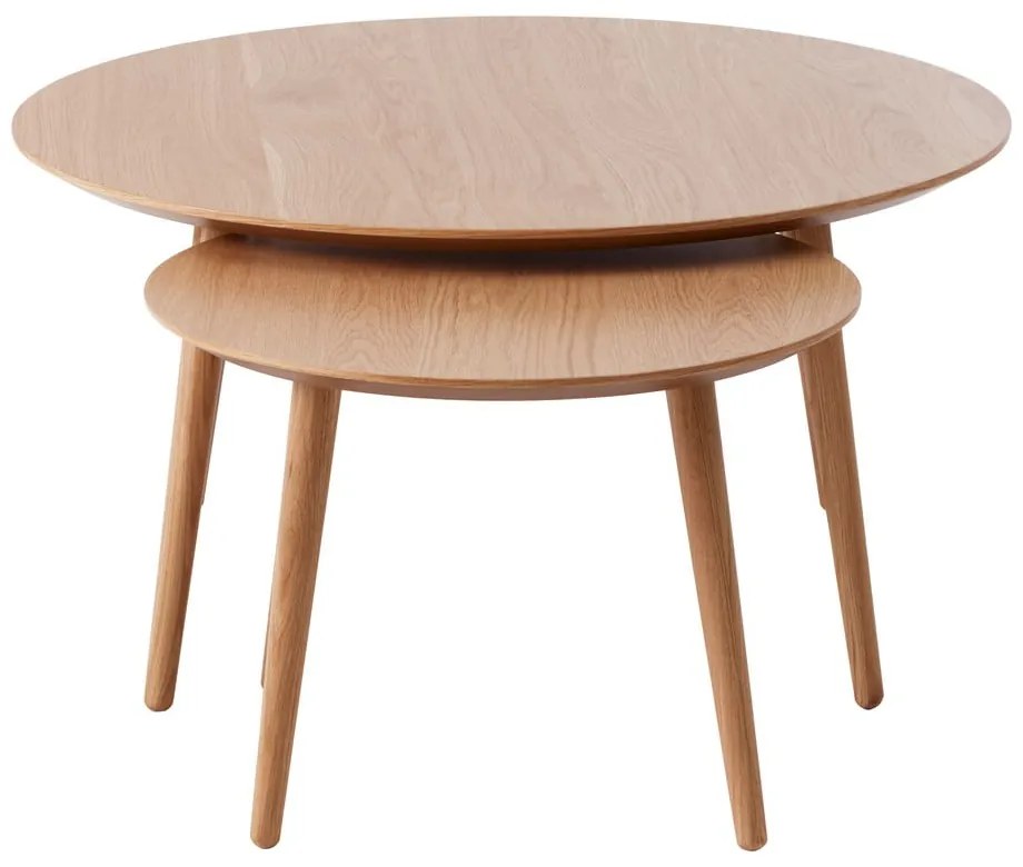 Okrúhle konferenčné stolíky v súprave 2 ks v dekore duba v prírodnej farbe ø 88 cm Adda – Unique Furniture