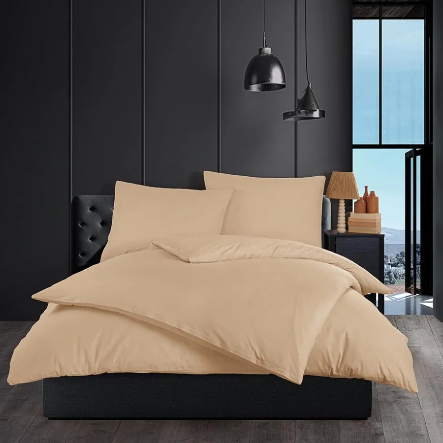 Bavlnené jednofarebné posteľné obliečky BedTex Exclusive Collection - béžové - 100% bavlna - 70 x 90 cm + 140 x 200 cm