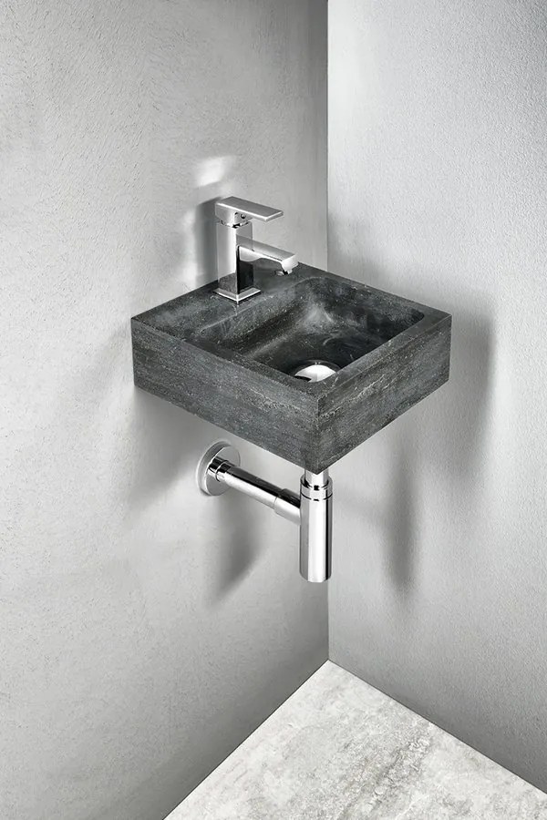 Sapho Sapho, BLOK 1 kamenné umývadlo priemer 40cm, matný tmavý kameň, 2401-02