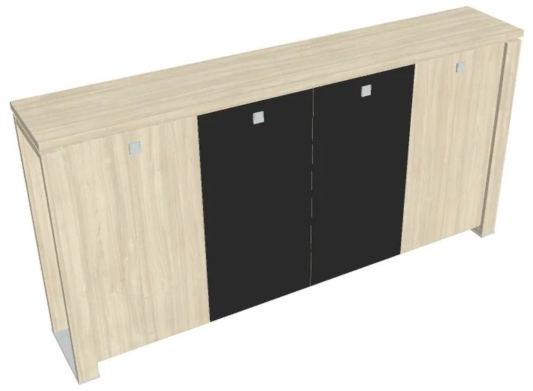 Stredná šatníková skriňa Verno+ S 260 x 46 x 130 cm, kombinované dvere, agát / čierna
