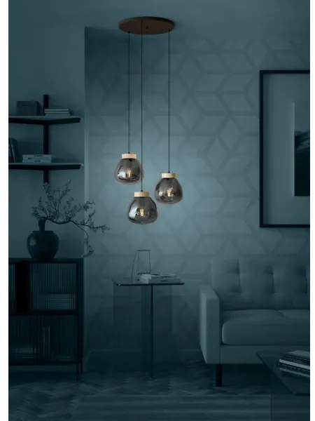 Eglo 390319 - Luster na lanku MAGACELA 3xE27/40W/230V dymová