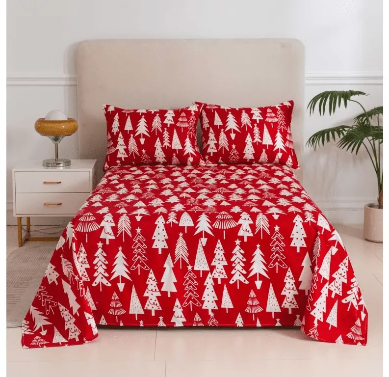 Plachta a obliečka na vankúš CHRISTMAS TREES Rozmer: 2 ks 50 x 70 cm | 200 x 240 cm