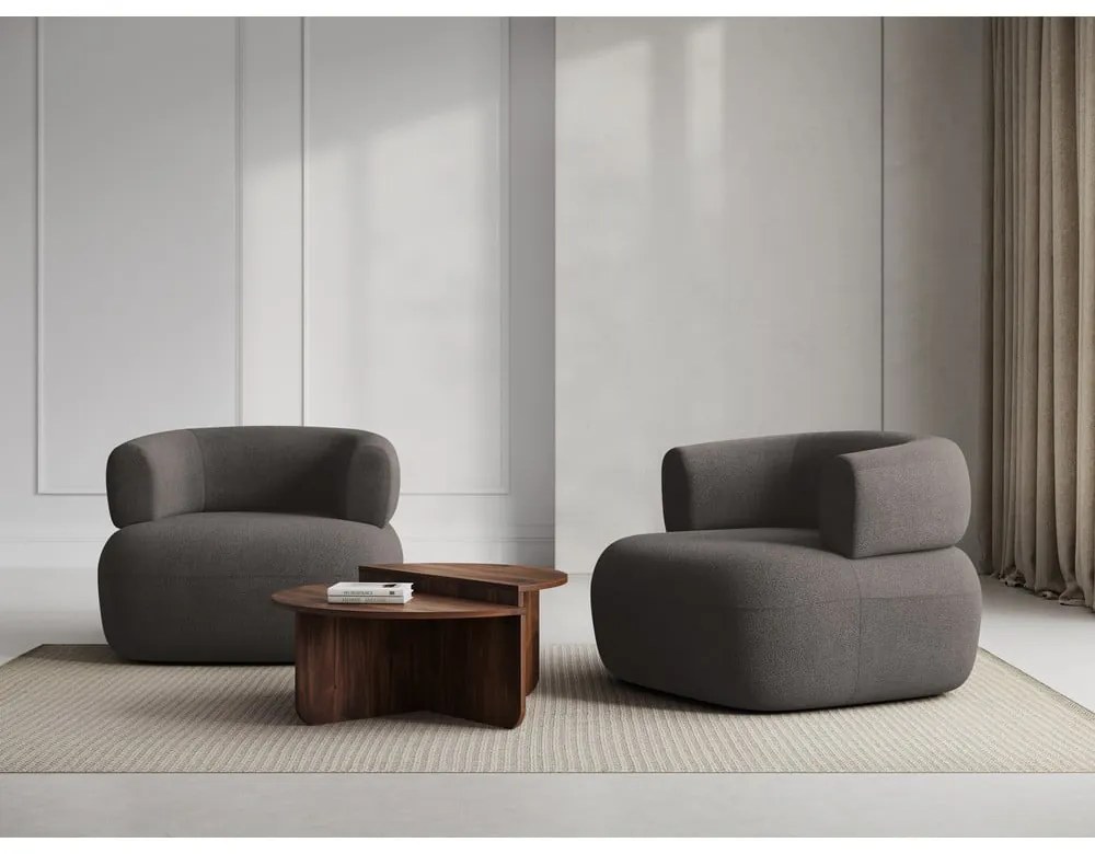 Sivé kreslo z textílie buklé Jenny – Micadoni Home