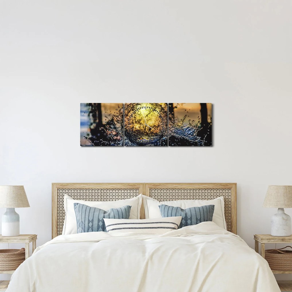 Obraz vody (s hodinami) (90x30 cm)