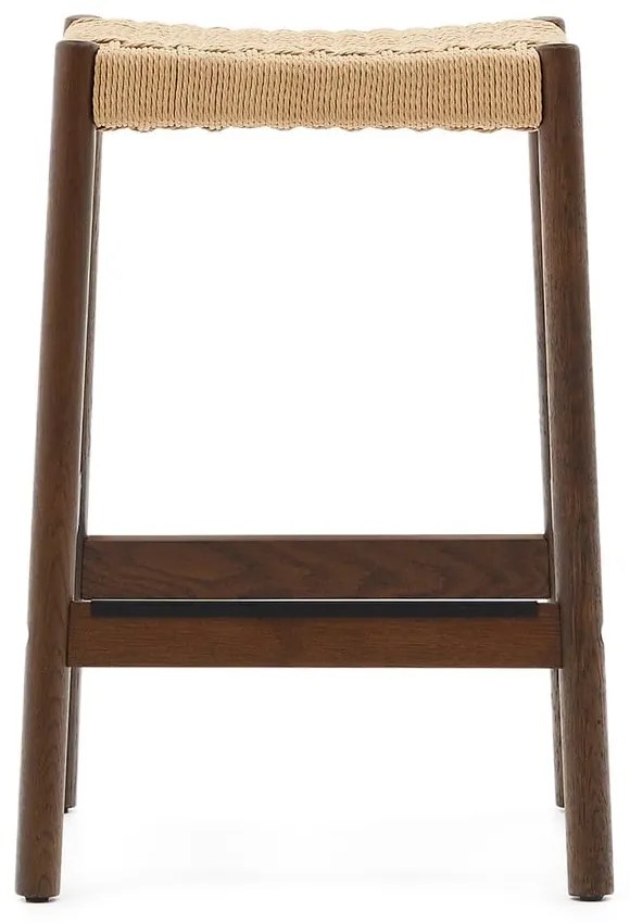 Hnedé/v prírodnej farbe barové stoličky v súprave 2 ks z dubového dreva (výška sedadla 66 cm) Yalia – Kave Home