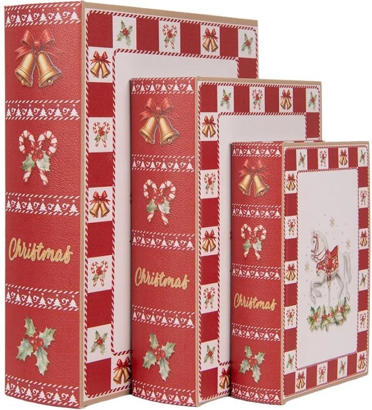 Set 3ks úložný box v tvare knihy Koník - 27*22*7 / 22*17*6 / 17*12*4 cm