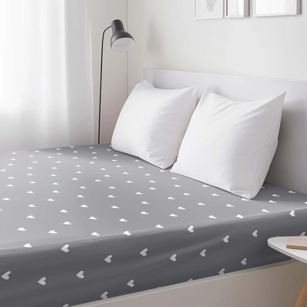 Goldea bavlnená napínacia plachta - srdiečka na sivom 200 x 200 cm