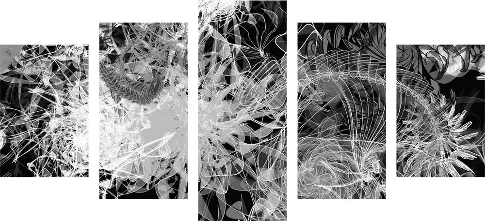 5-dielny obraz čiernobiele abstraktné umenie Varianta: 100x50