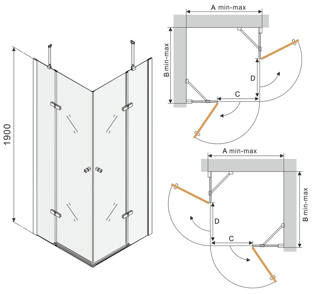 Sprchovací kút MAXMAX ROMA DUO 70x120 cm