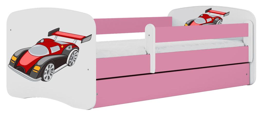 Letoss Detská posteľ BABY DREAMS 140/70- Pretekárske auto Ružová S matracom Bez uložného priestoru