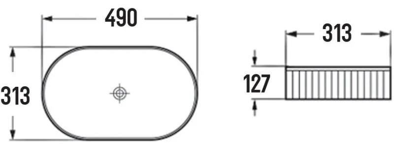 Mexen Grovo, ryhované umývadlo na dosku 49 × 31 cm, čierna matná, 22304985
