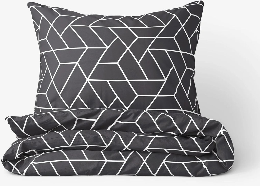 Goldea bavlnené posteľné obliečky - mozaika na tmavo sivom 150 x 200 a 50 x 60 cm