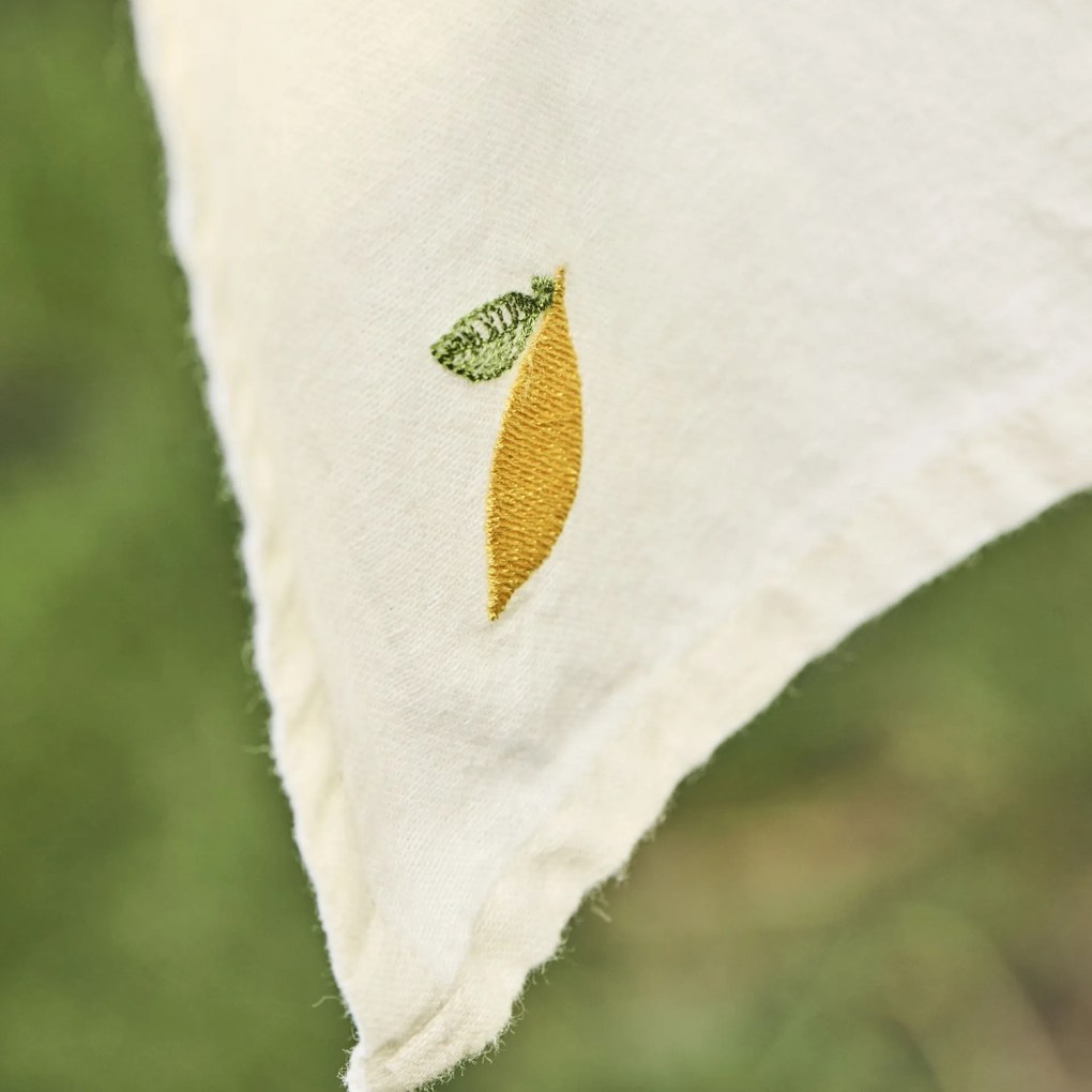 Ib Laursen Bavlnená utierka Lemon Embroidered